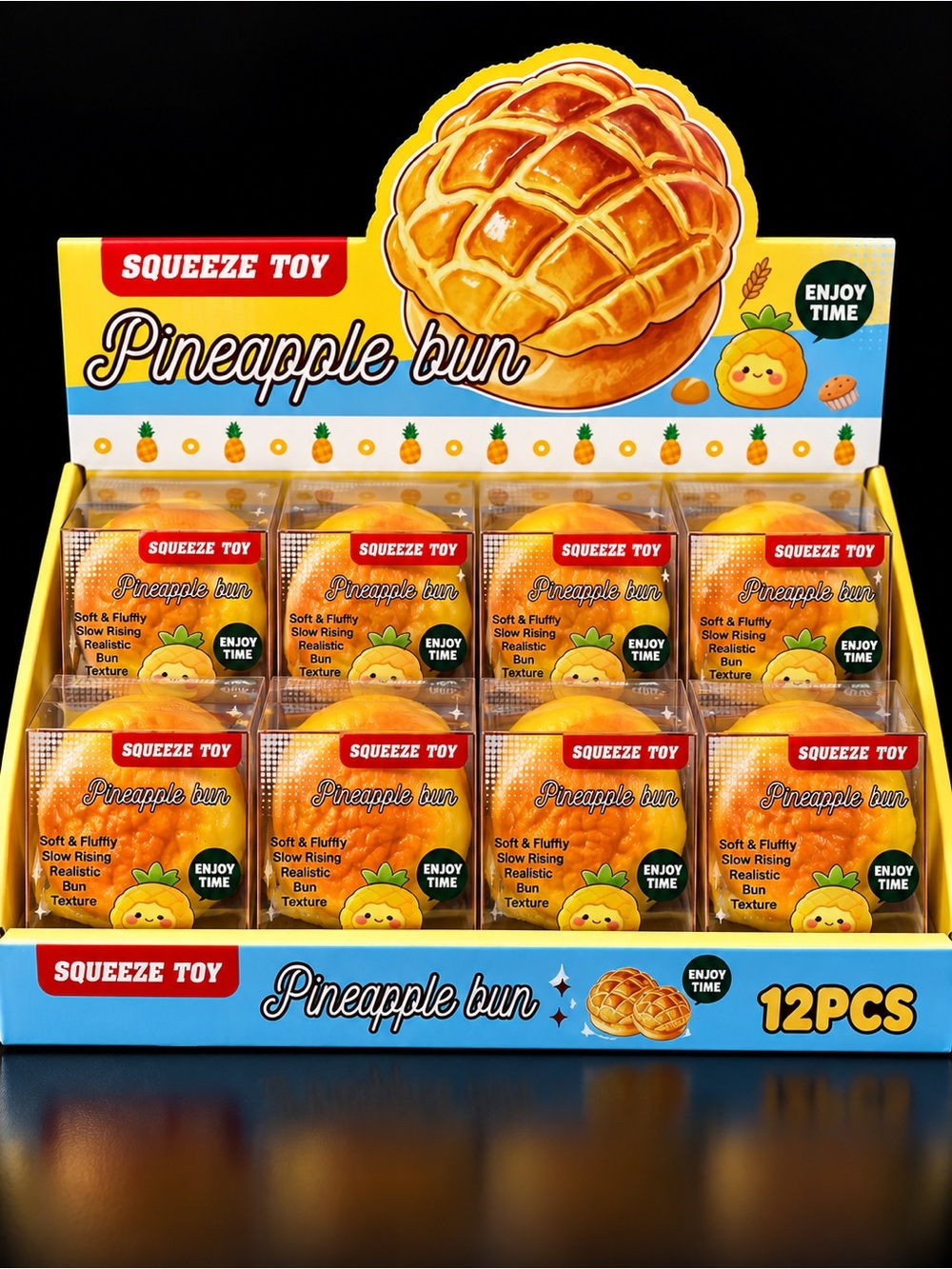VIRAL CRUNCHY Squeeze Pineapple Bun Stress Squishy - Yellow